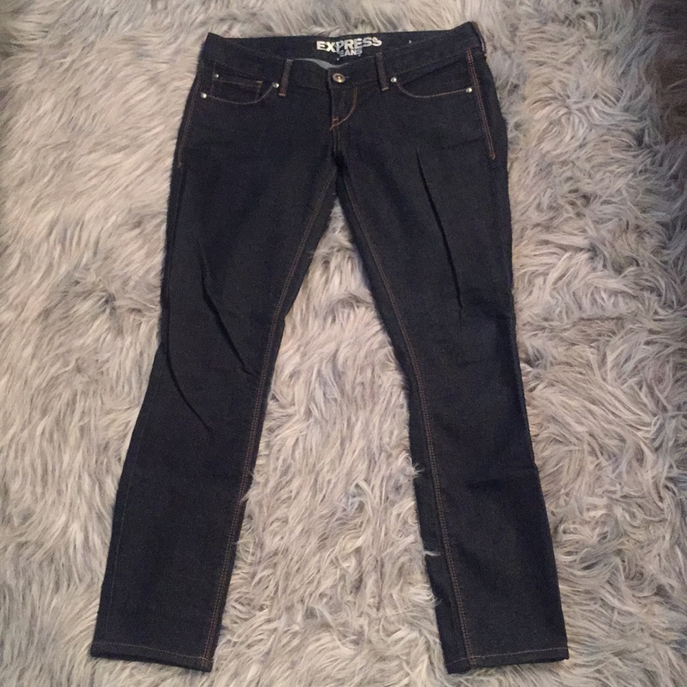 Express Women's Skinny Jeans - Dark Blue